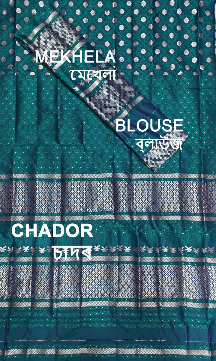 সূতাৰ- কাম (Dhaga-Work) মিক্স ছেট মেখলা চাদৰ
