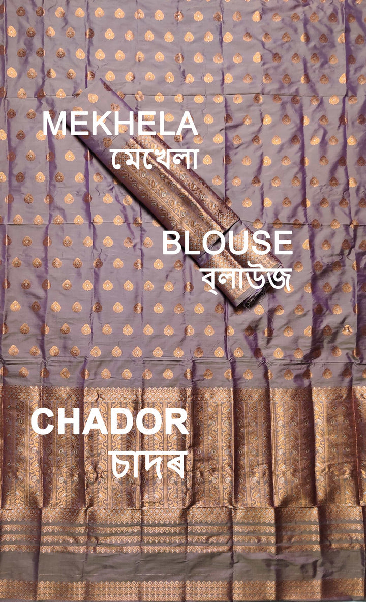 Copper Jari Mix Set Mekhela Sador