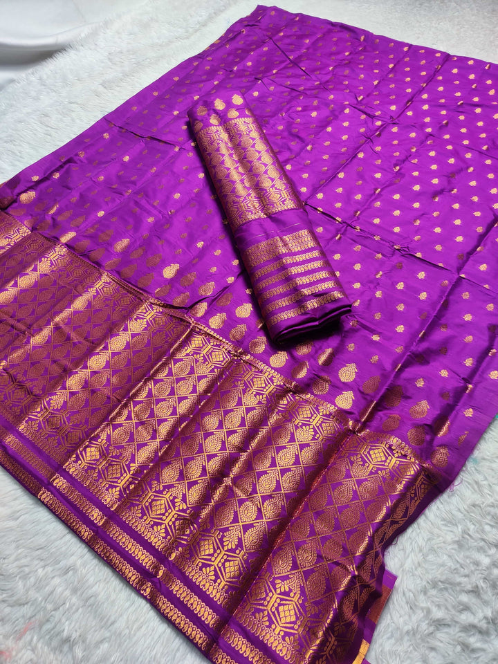 Copper Jari All Over Mix Set Mekhela Sador