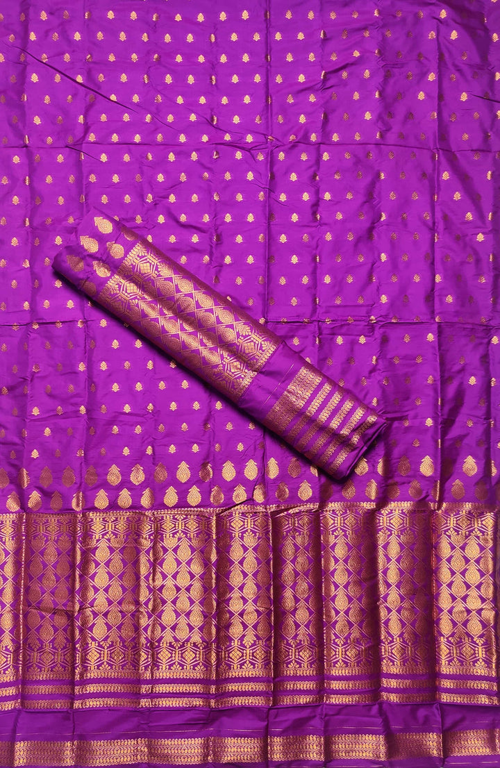 Copper Jari All Over Mix Set Mekhela Sador