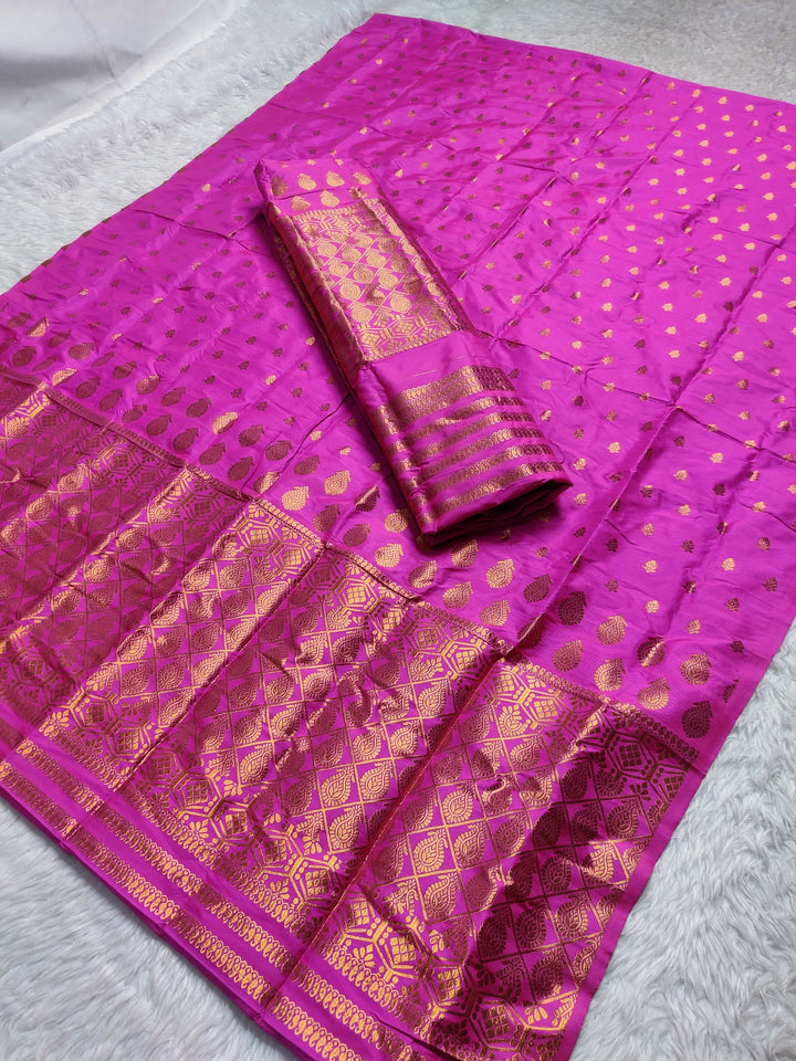 Copper Jari All Over Mix Set Mekhela Sador