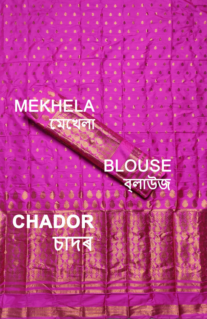 Copper Jari All Over Mix Set Mekhela Sador