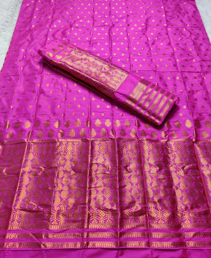 Copper Jari All Over Mix Set Mekhela Sador