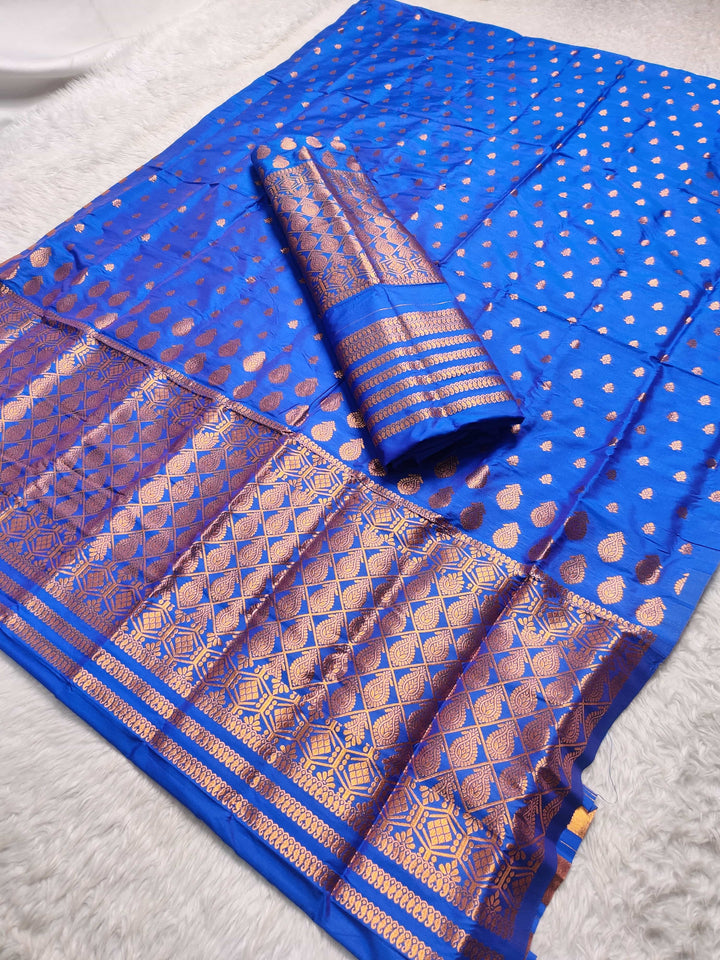 Copper Jari All Over Mix Set Mekhela Sador