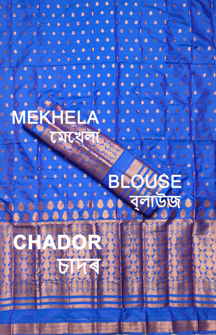 Copper Jari All Over Mix Set Mekhela Sador