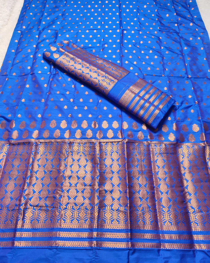 Copper Jari All Over Mix Set Mekhela Sador