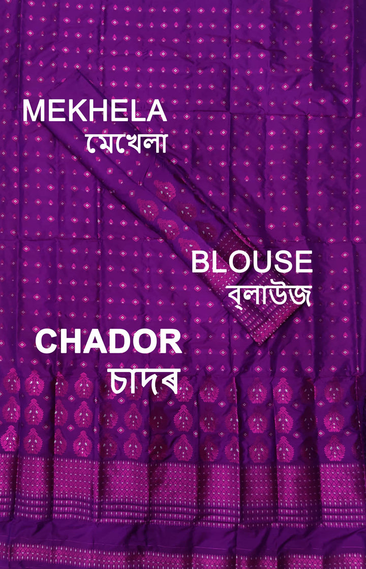 ৰং কৰা গুনা মিক্স ছেট মেখলা চাদৰ