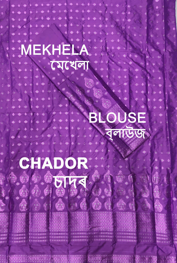 ৰং কৰা গুনা মিক্স ছেট মেখলা চাদৰ