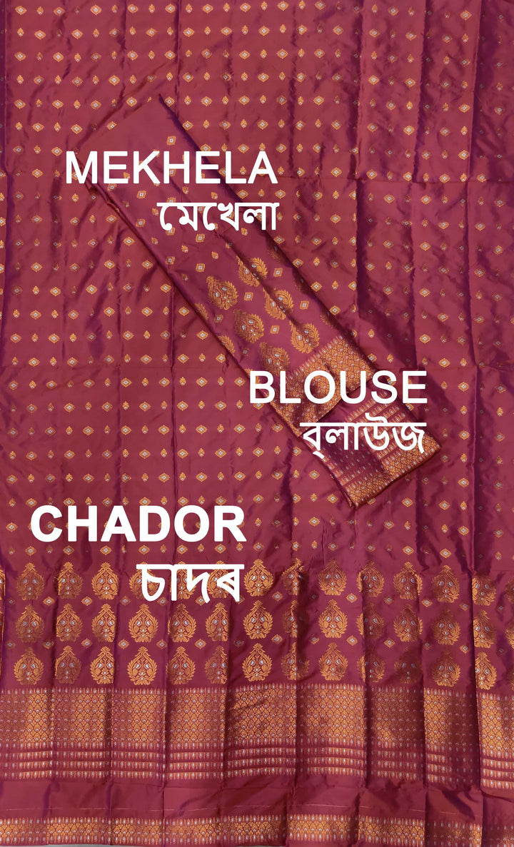 ৰং কৰা গুনা মিক্স ছেট মেখলা চাদৰ