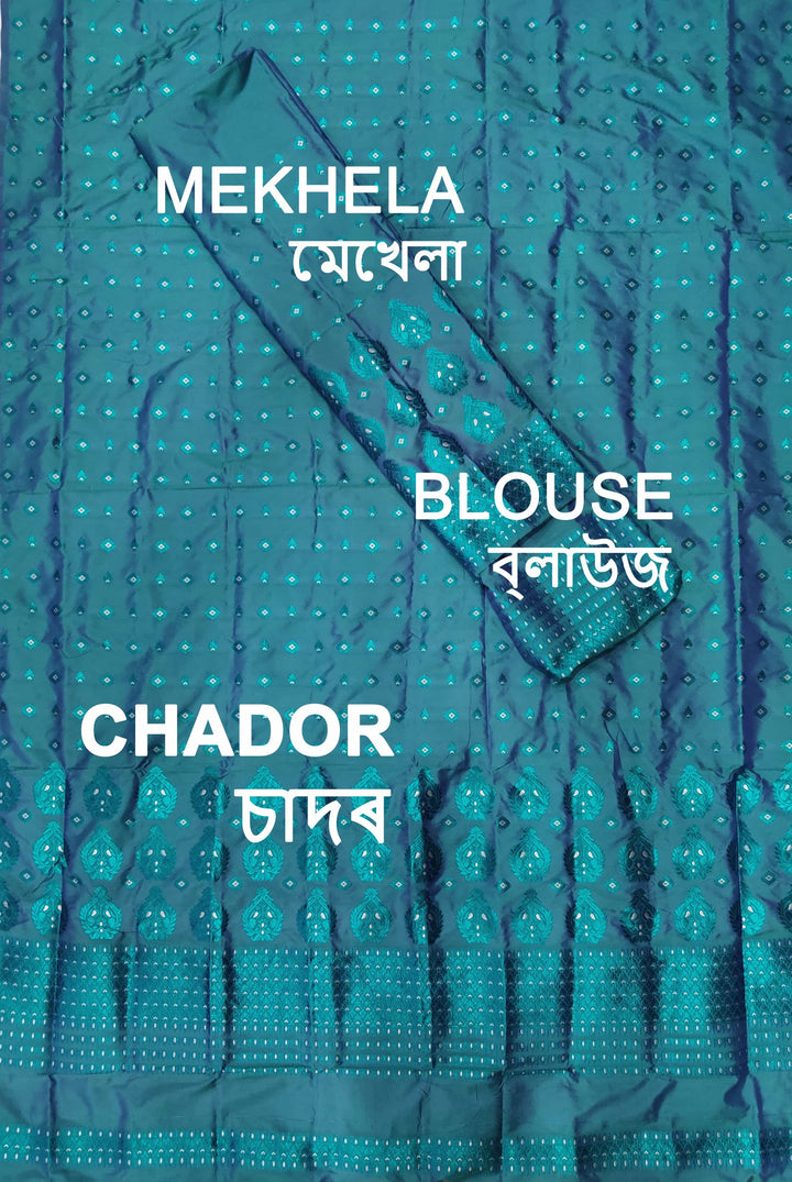 ৰং কৰা গুনা মিক্স ছেট মেখলা চাদৰ