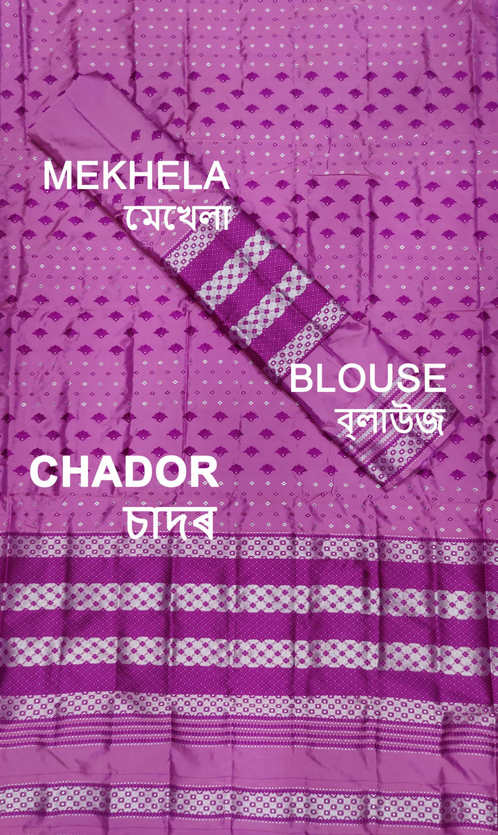 সূতাৰ- কাম (Dhaga-Work) মিক্স ছেট মেখলা চাদৰ