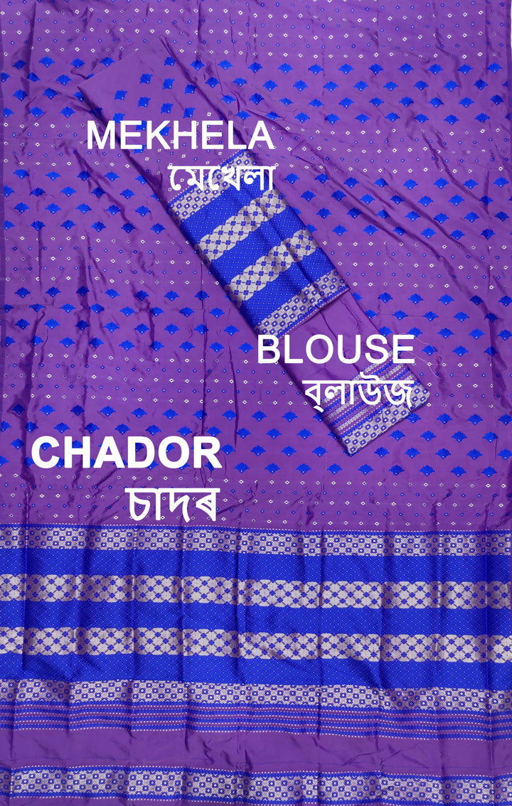 সূতাৰ- কাম (Dhaga-Work) মিক্স ছেট মেখলা চাদৰ