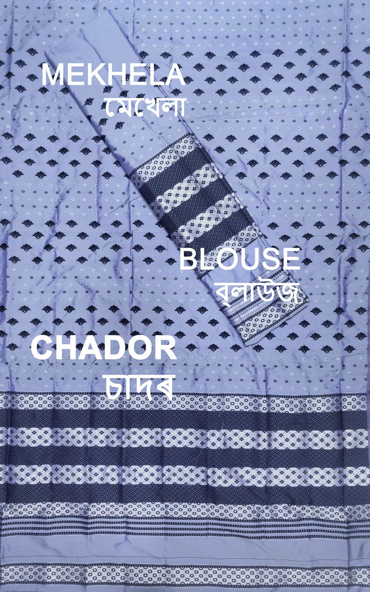 সূতাৰ- কাম (Dhaga-Work) মিক্স ছেট মেখলা চাদৰ
