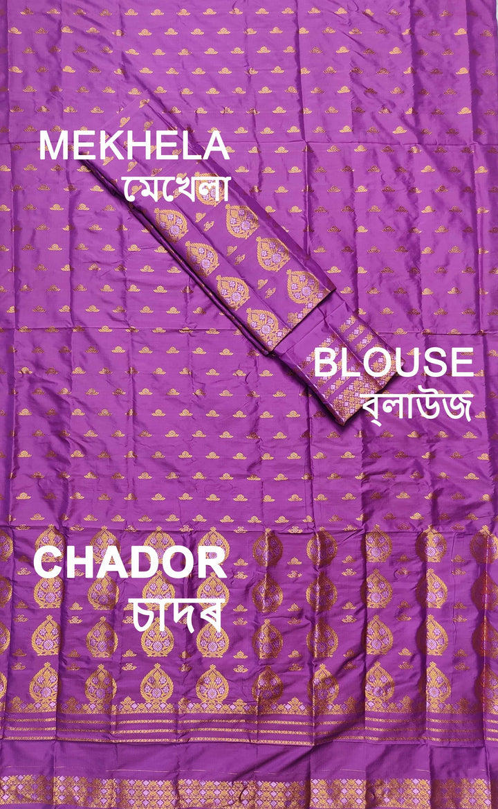 Copper Jari Mix Pat* Mekhela Sador