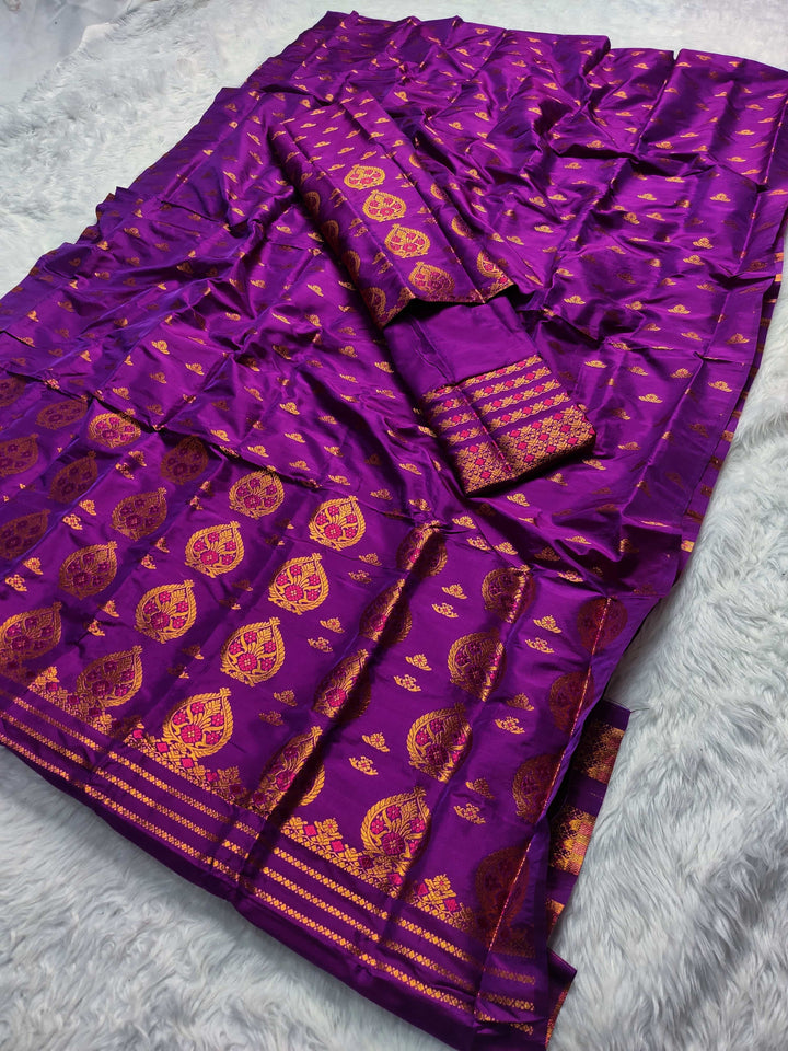 Copper Jari Mix Pat* Mekhela Sador
