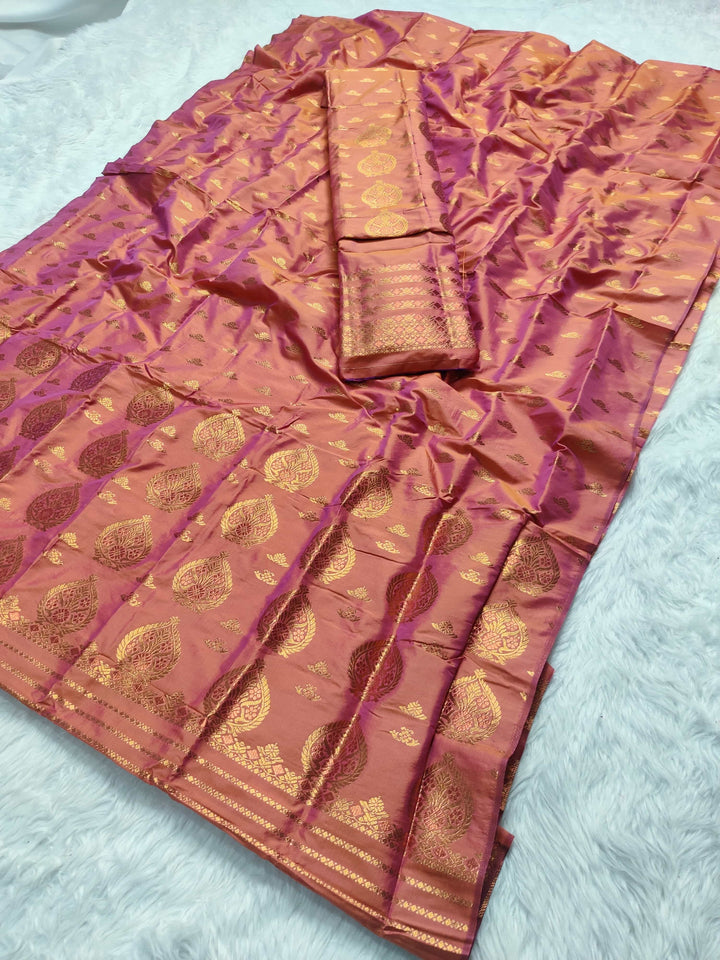 Copper Jari Mix Pat* Mekhela Sador