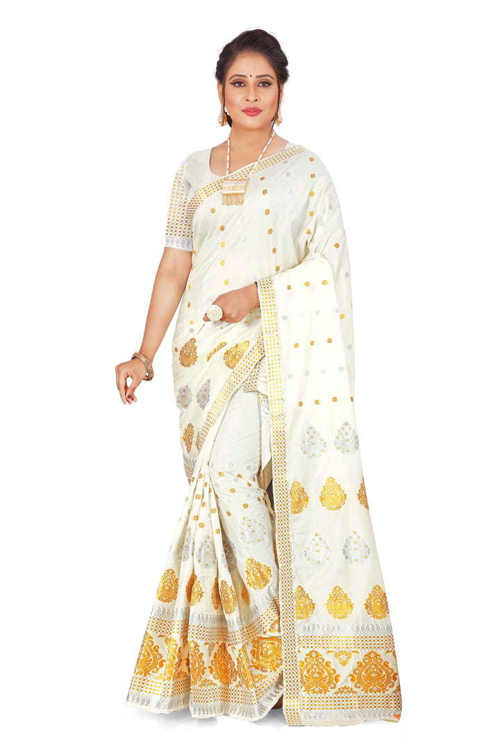 Gold-Silver Jari Mix Set Mekhela Sador