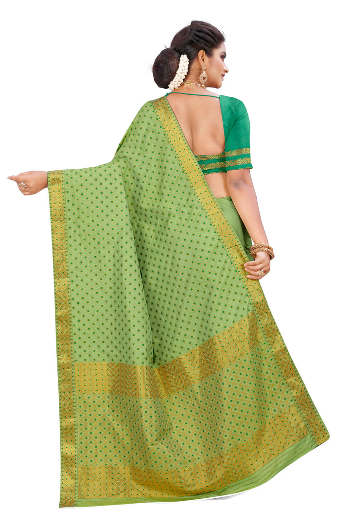 Gold Jari All Over Mix Set Mekhela Sador - Contrast Blouse