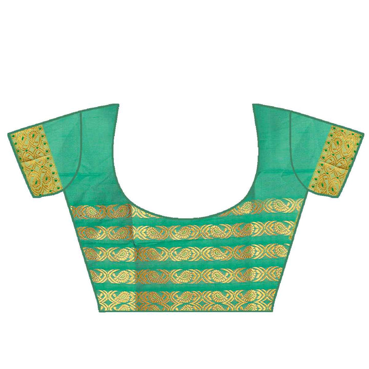 Gold Jari All Over Mix Set Mekhela Sador - Contrast Blouse