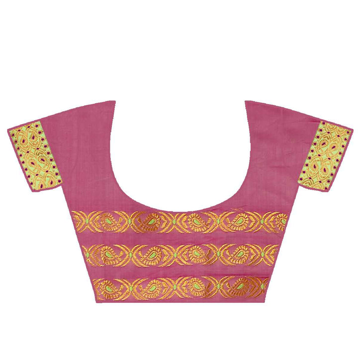 Gold Jari All Over Mix Set Mekhela Sador - Contrast Blouse