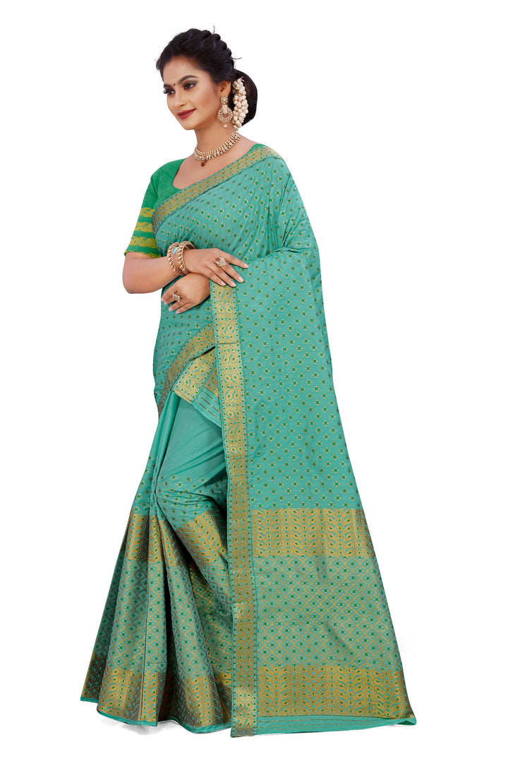 Gold Jari All Over Mix Set Mekhela Sador - Contrast Blouse