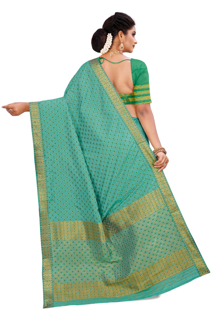 Gold Jari All Over Mix Set Mekhela Sador - Contrast Blouse