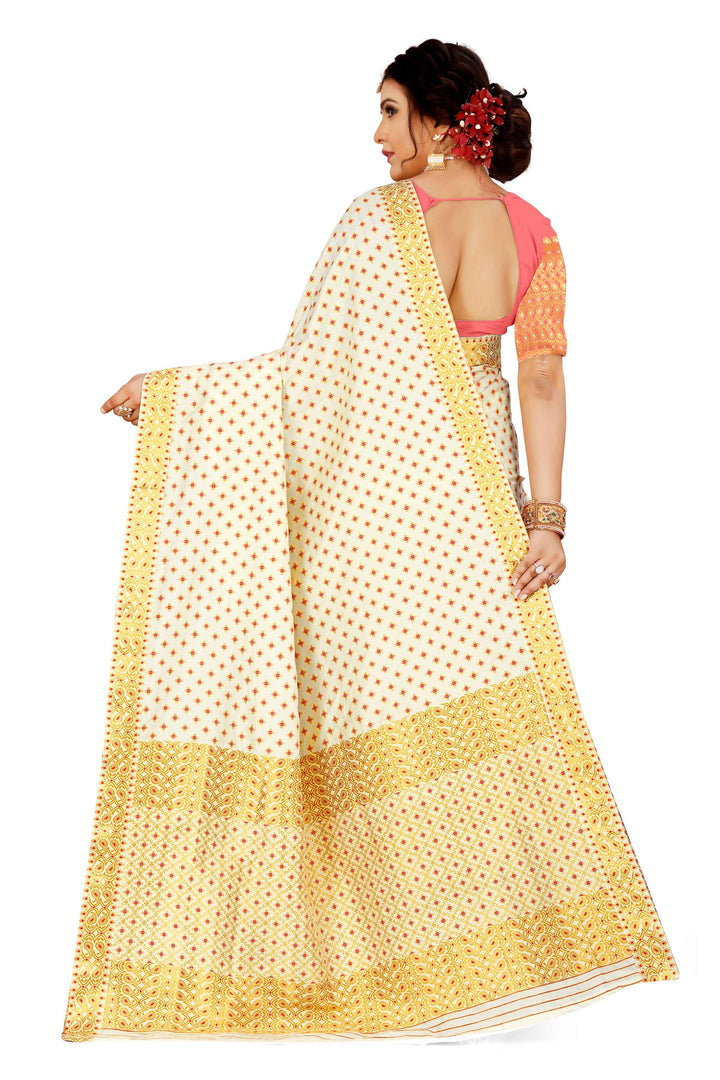 Gold Jari All Over Mix Set Mekhela Sador - Contrast Blouse