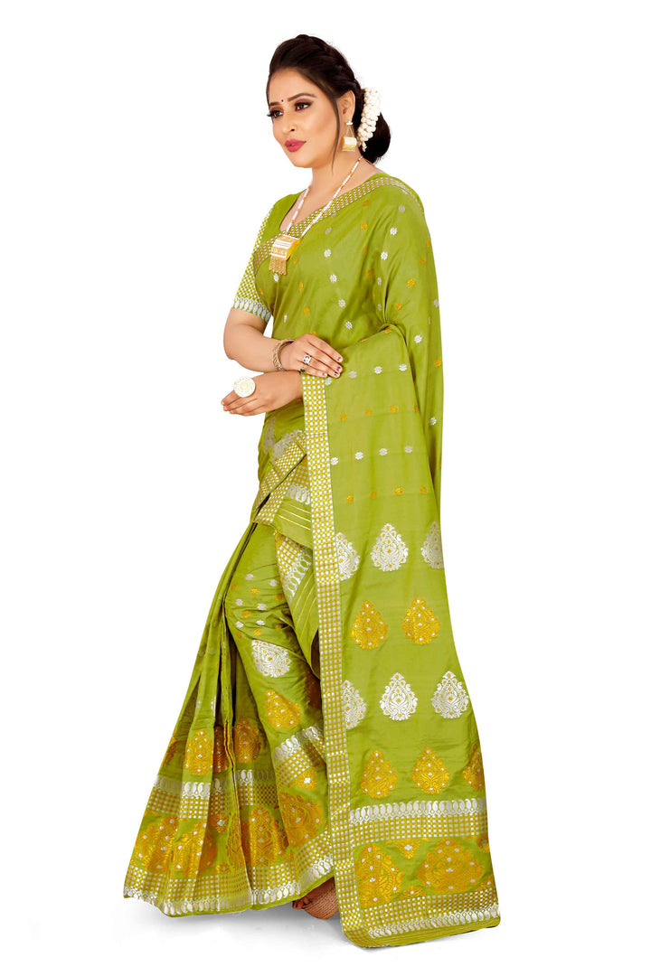 Gold-Silver Jari Mix Set Mekhela Sador