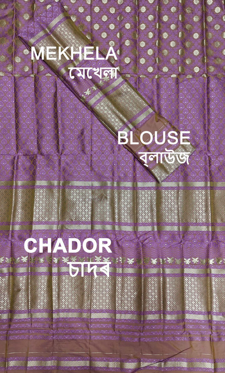 সূতাৰ- কাম (Dhaga-Work) মিক্স ছেট মেখলা চাদৰ