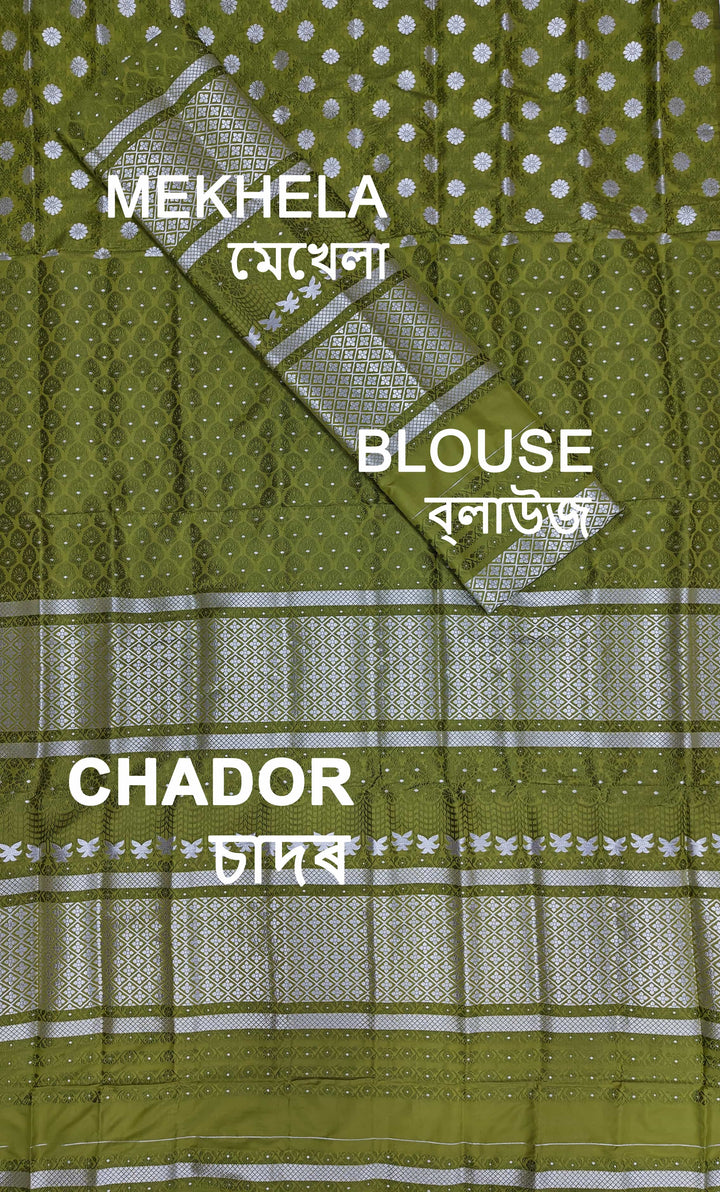 সূতাৰ- কাম (Dhaga-Work) মিক্স ছেট মেখলা চাদৰ