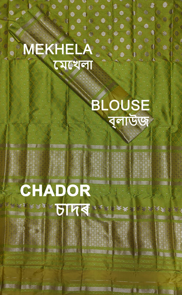 সূতাৰ- কাম (Dhaga-Work) মিক্স ছেট মেখলা চাদৰ