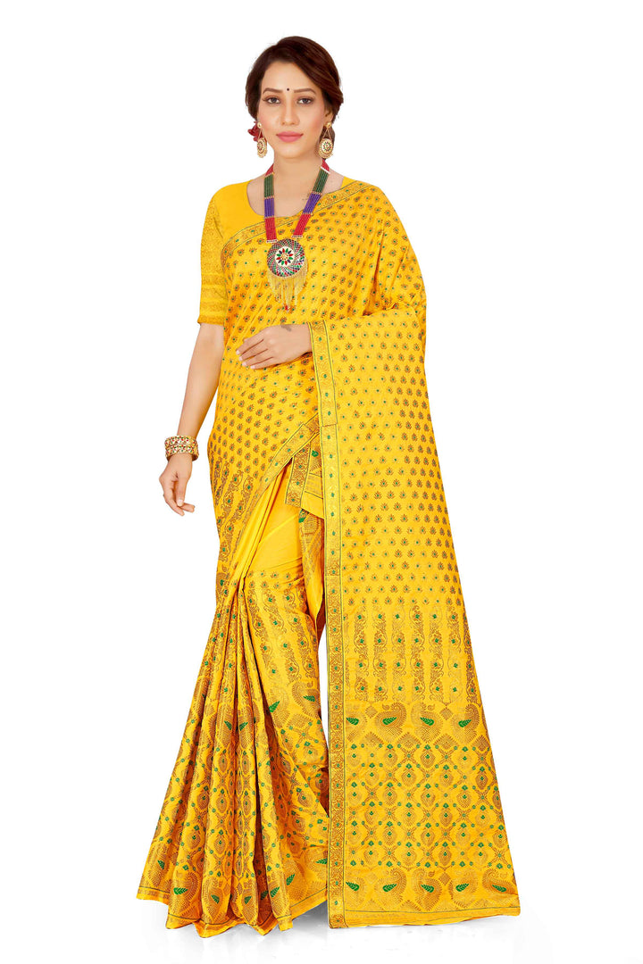 সোণ (Gold) গুনা মিক্স ছেট মেখলা চাদৰ 