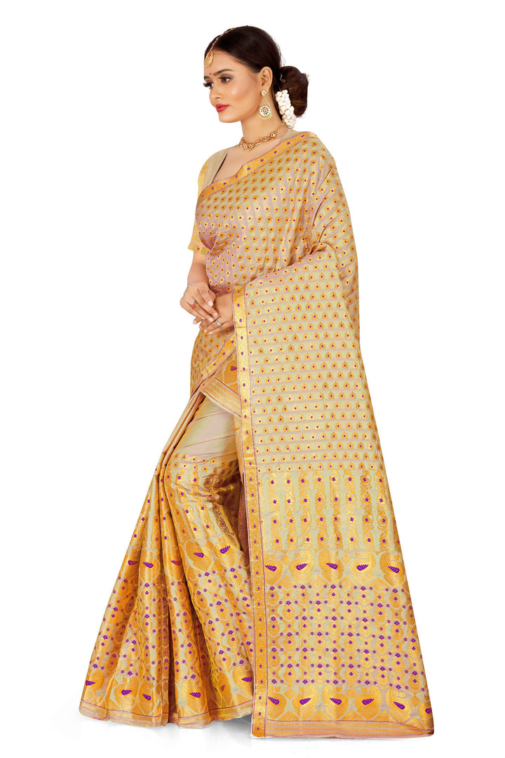 সোণ (Gold) গুনা মিক্স ছেট মেখলা চাদৰ 