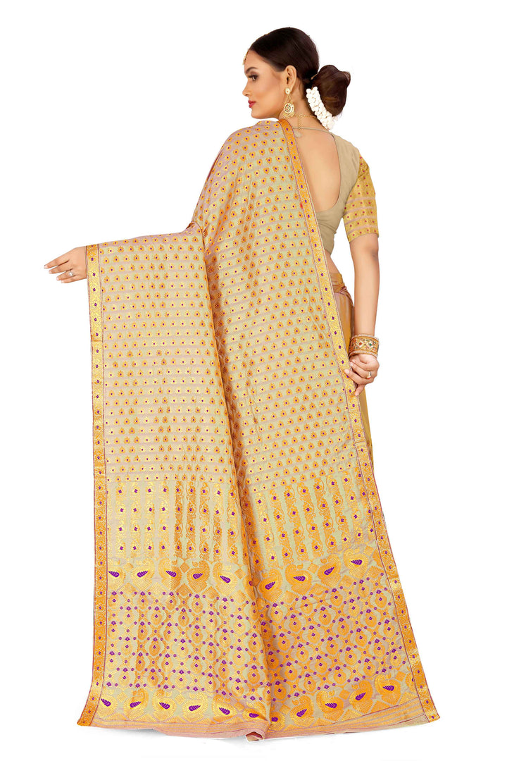 সোণ (Gold) গুনা মিক্স ছেট মেখলা চাদৰ 
