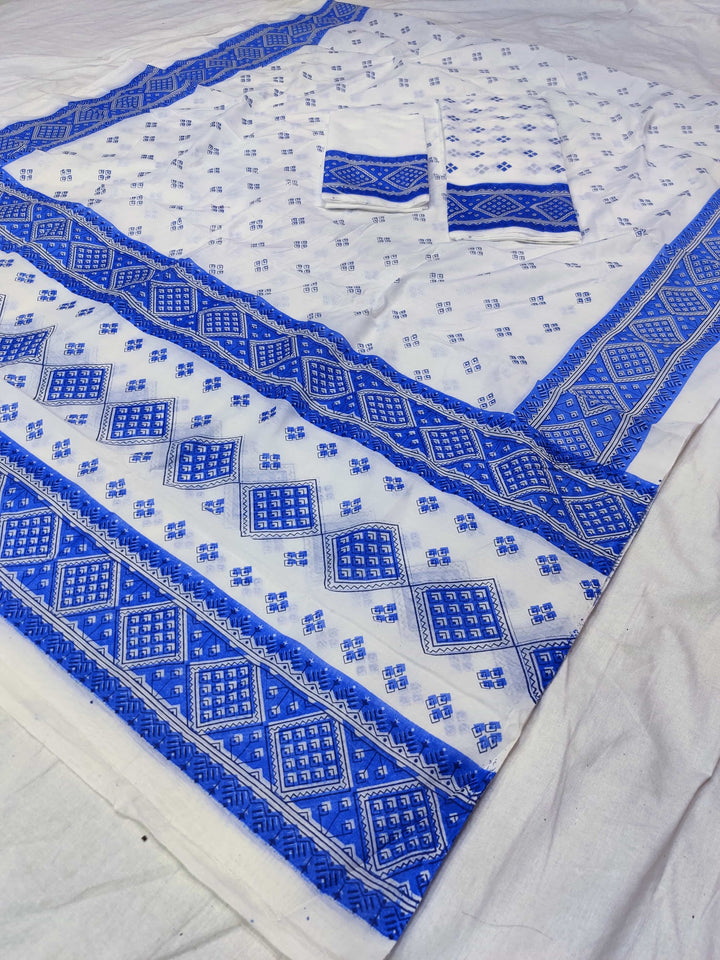 Printed Chanderi Cotton* Mekhela Sador
