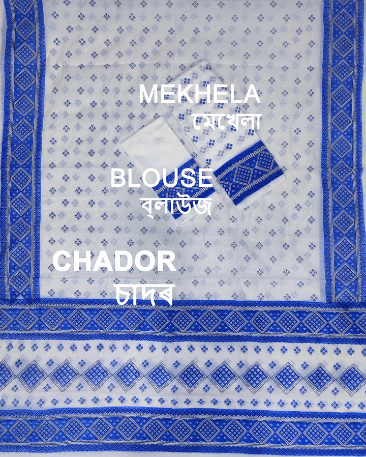 Printed Chanderi Cotton* Mekhela Sador