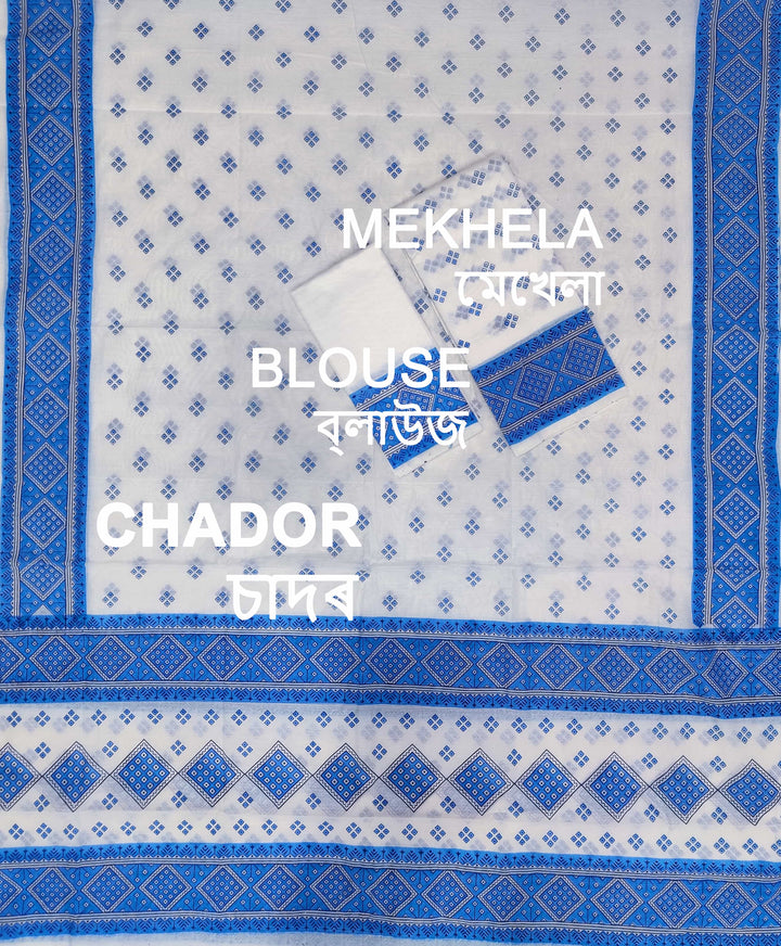 Printed Chanderi Cotton* Mekhela Sador