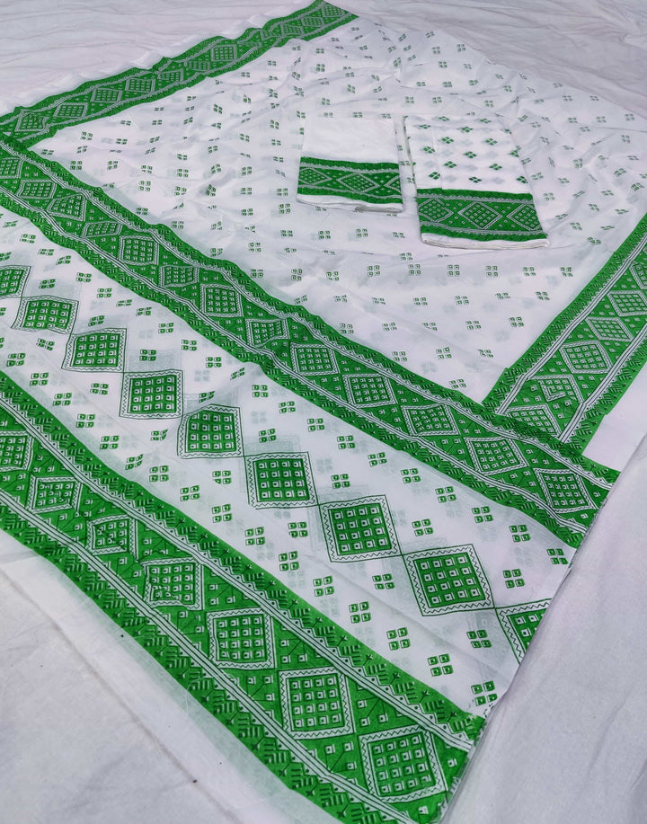 Printed Chanderi Cotton* Mekhela Sador