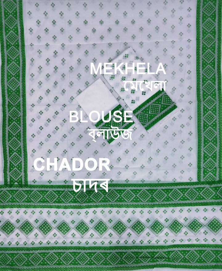 Printed Chanderi Cotton* Mekhela Sador