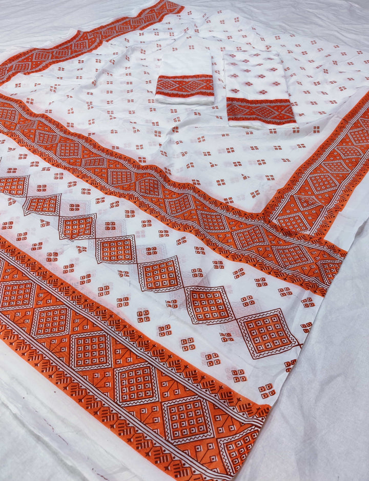 Printed Chanderi Cotton* Mekhela Sador