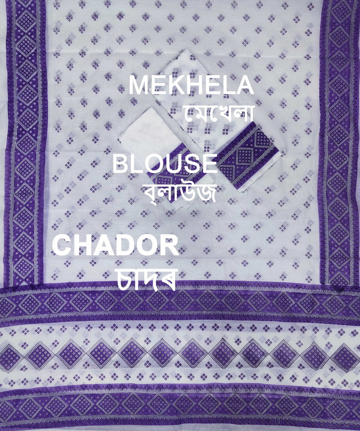 Printed Chanderi Cotton* Mekhela Sador