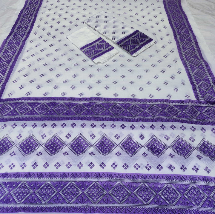 Printed Chanderi Cotton* Mekhela Sador
