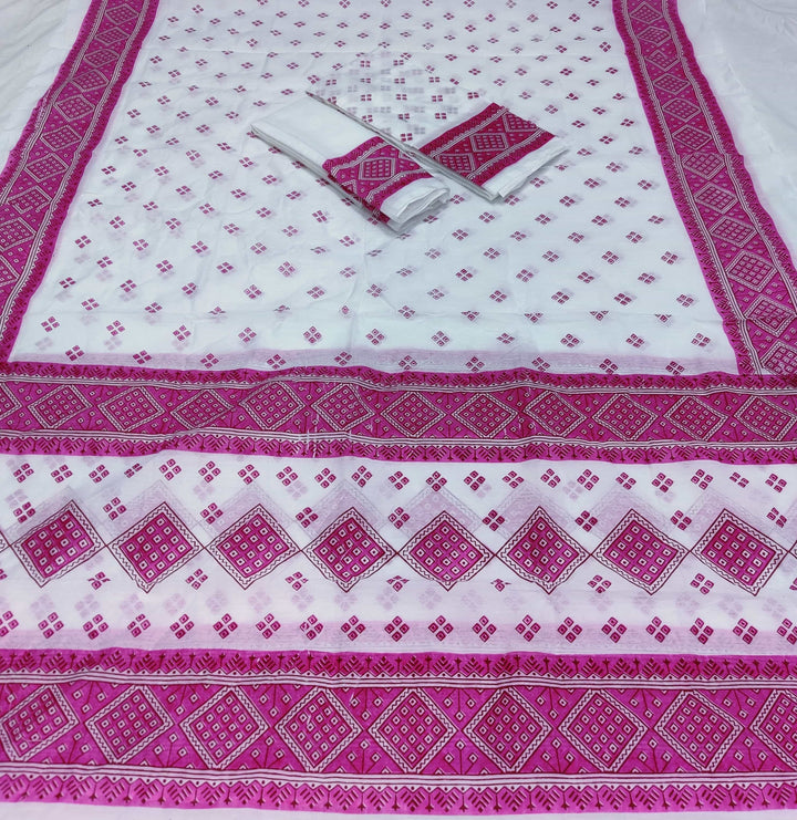 Printed Chanderi Cotton* Mekhela Sador