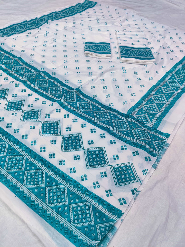 Printed Chanderi Cotton* Mekhela Sador