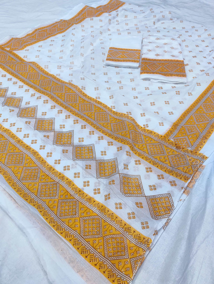 Printed Chanderi Cotton* Mekhela Sador