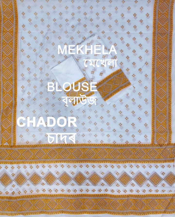 Printed Chanderi Cotton* Mekhela Sador