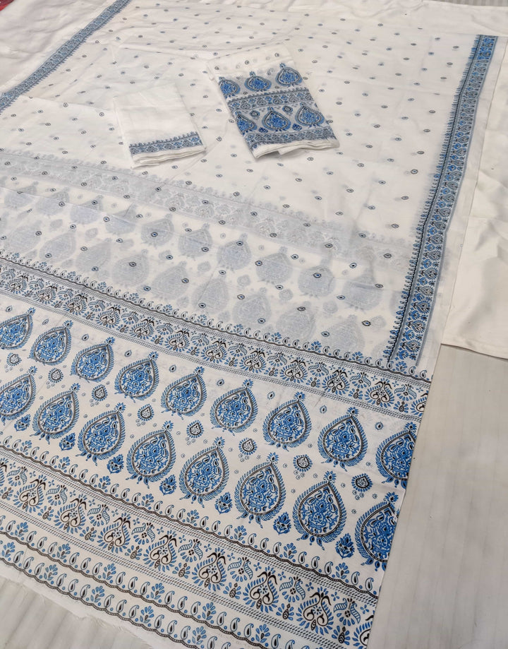 Printed Chanderi Cotton* Mekhela Sador