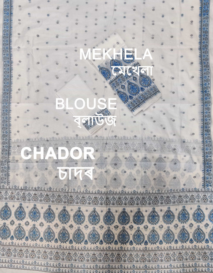 Printed Chanderi Cotton* Mekhela Sador