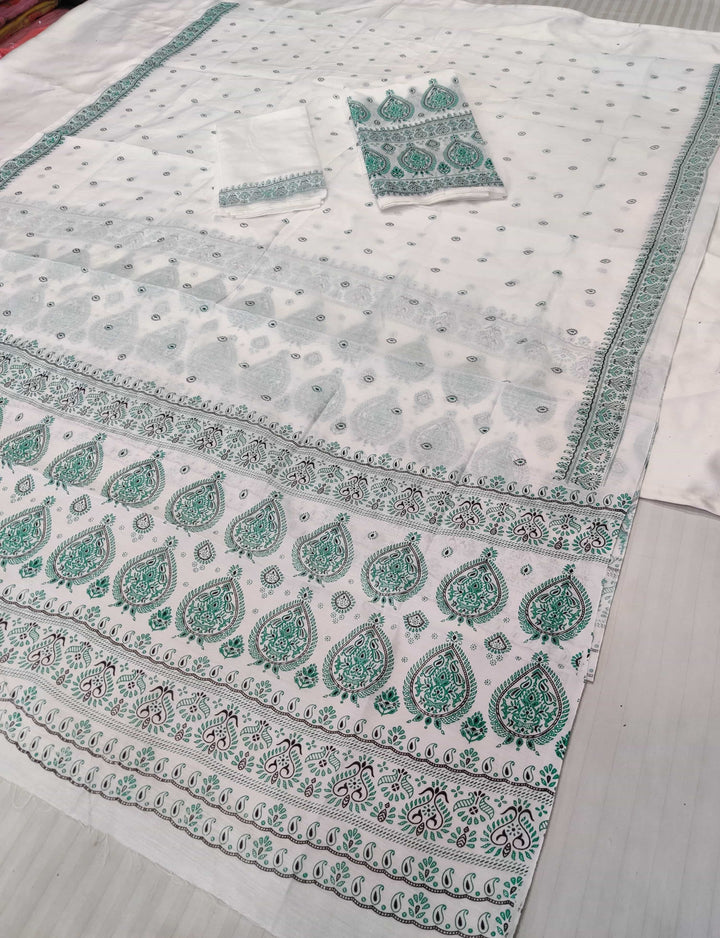 Printed Chanderi Cotton* Mekhela Sador