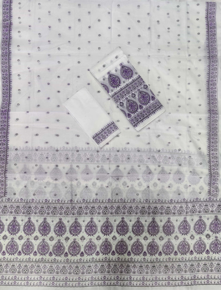 Printed Chanderi Cotton* Mekhela Sador